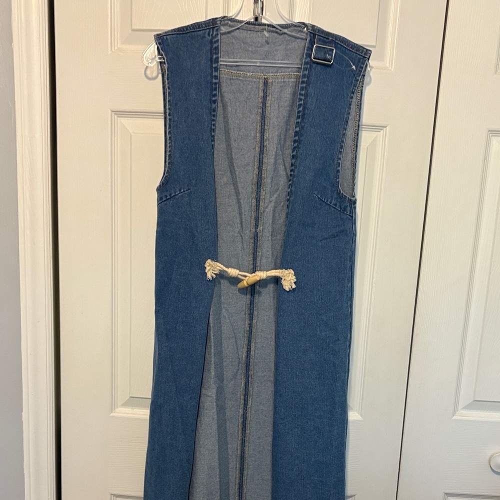 Denim Sleeveless Vest with Rope Tie